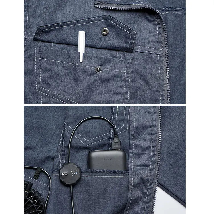 Worker Wear 5V Bank Power Air Cooling Air Conditioning Jacket for Denim Uniforms