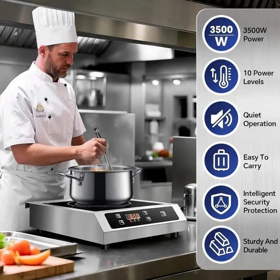 Commercial Induction Cooktop,3500W Induction Burner with Sensor Touch and LCD Screen,ETL-Certified Single Electric Burner