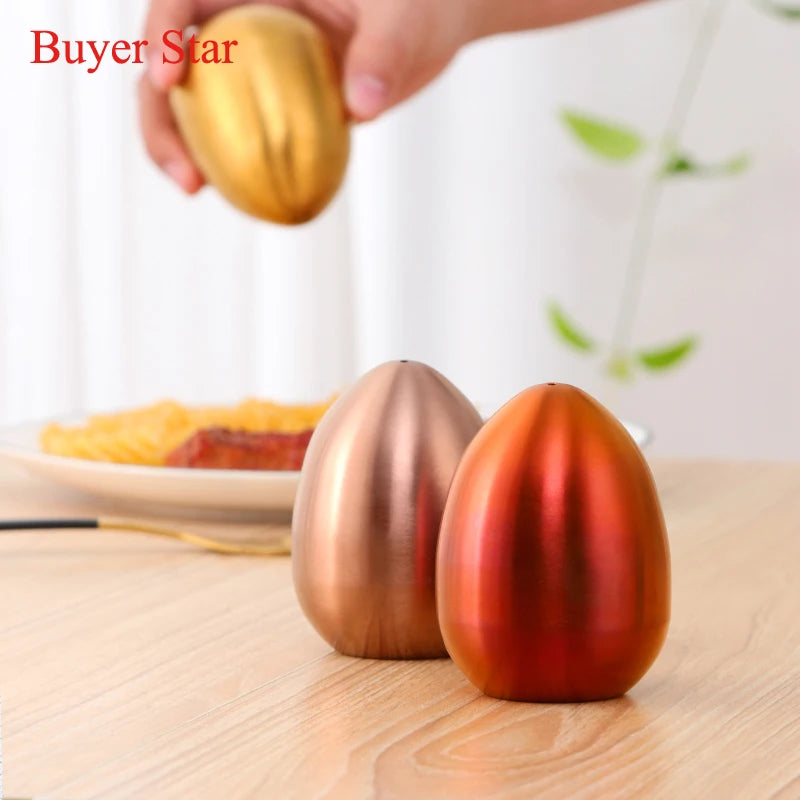 Gold Egg shape Spice Jar Set Stainless Steel Spice Tins Spice Storage Container kitchen Seasoning Sprays Tools Pepper Shakers