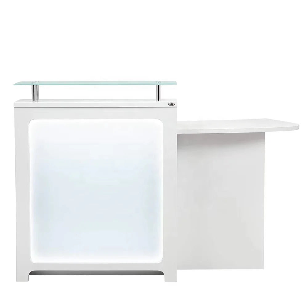 White Salon Reception Desk for Barber Shop Modern Salon Reception Desk Glass Salon Reception Desk