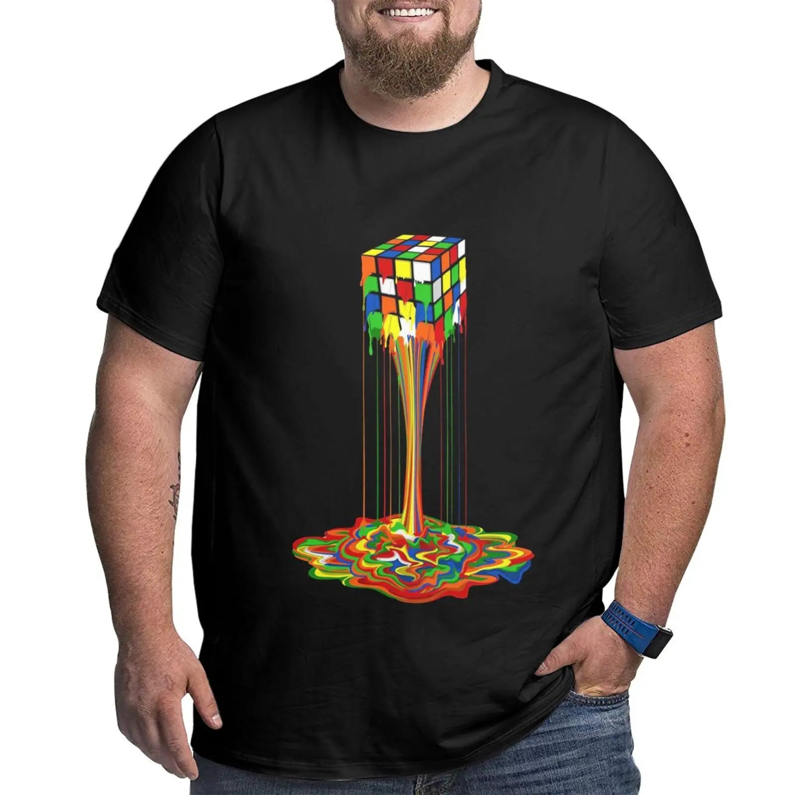 Unique Design Graphic Men T Shirts Plus Size Oversized Cotton T-shirts for Big Man Black Summer Short Sleeves Clothes Tops