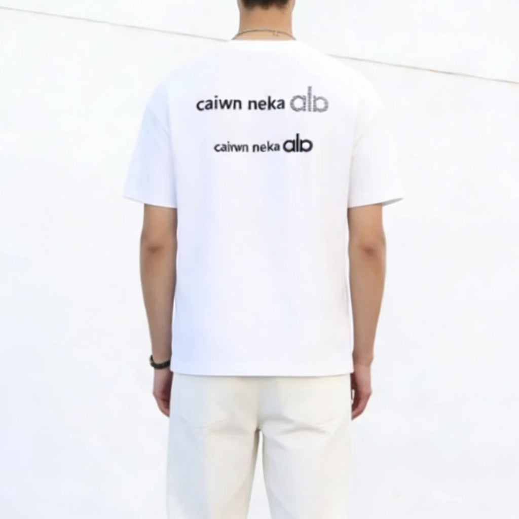 High Quality Men's Casual Knitted Polyester/Cotton 200GSM Loose Short Sleeve O-Neck Letter Custom Embroidery Anti-Wrinkle