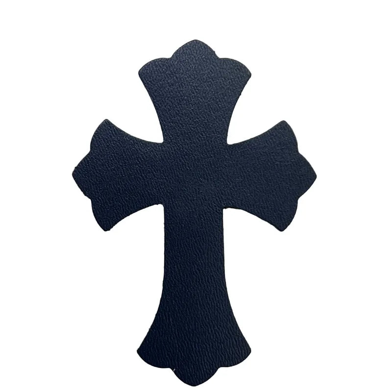 4.5*6.5cm Sheepskin Leather Patch With Cross Shaped Leather Label Genuine Leather DIY With Multiple Colors-106-182