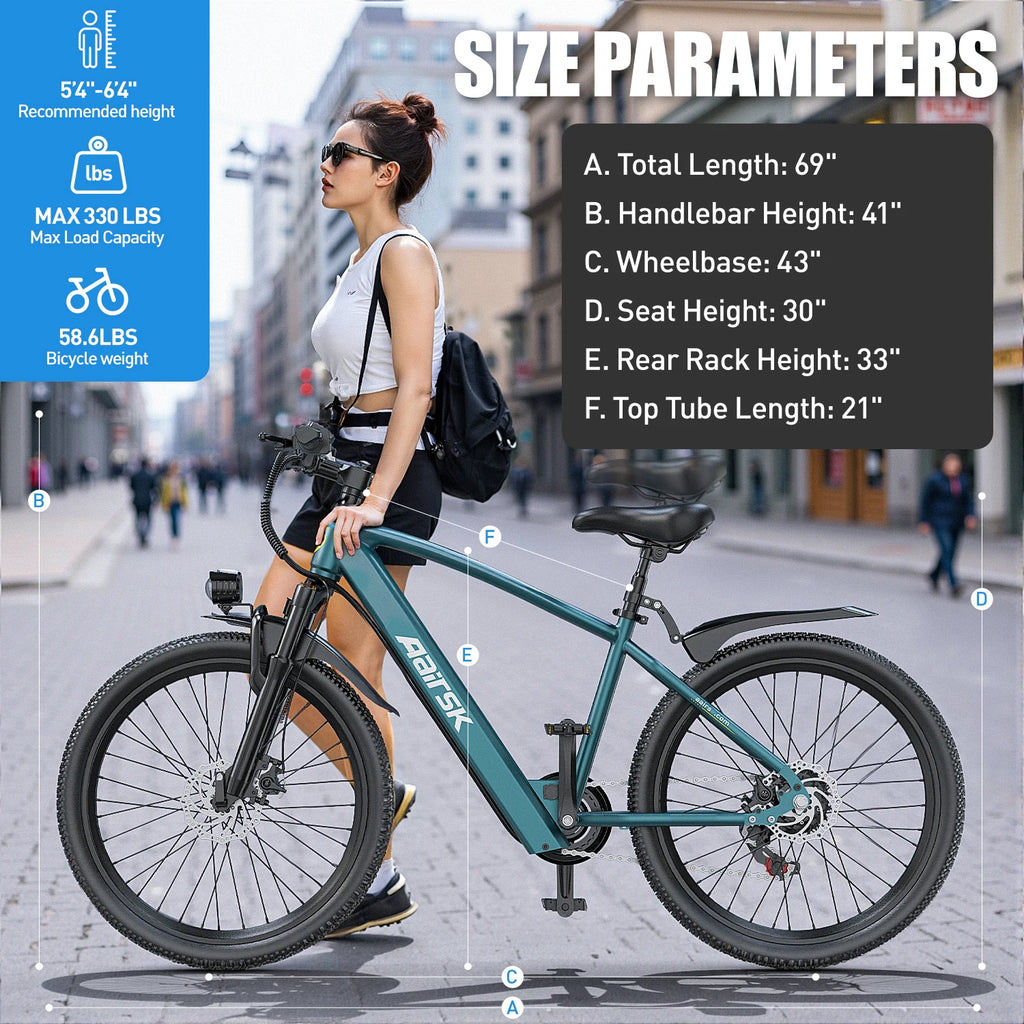 GT300 Electric City Bike 26 Inch Tire Powerful Brushless Motor Carbon Steel Frame Wholesale Ebike