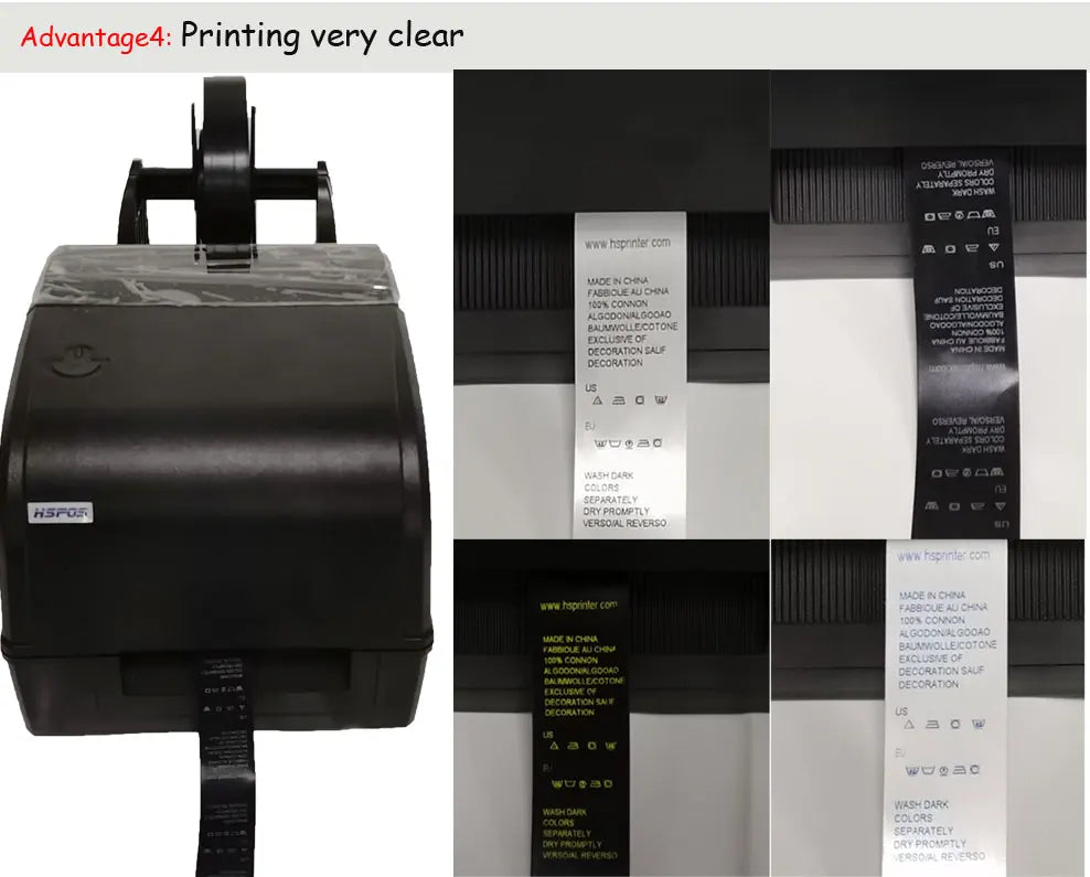 High Quality 4 Inch Thermal Transfer Label Printer with Satin Ribbon Washing Clothing Label for Wash Care Label HS-2054TA