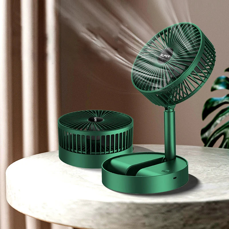 Mini Plug-in Chargeable Folding Desktop Fan for Home Office Outdoor & Car Use-Plastic Computer-Controlled with Battery Option