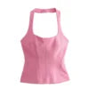 PB&ZA Women 2024 Spring New Fashion Hang the Neck and Slim the Body Tank Tops Vintage Backless Female Camis Chic Tops
