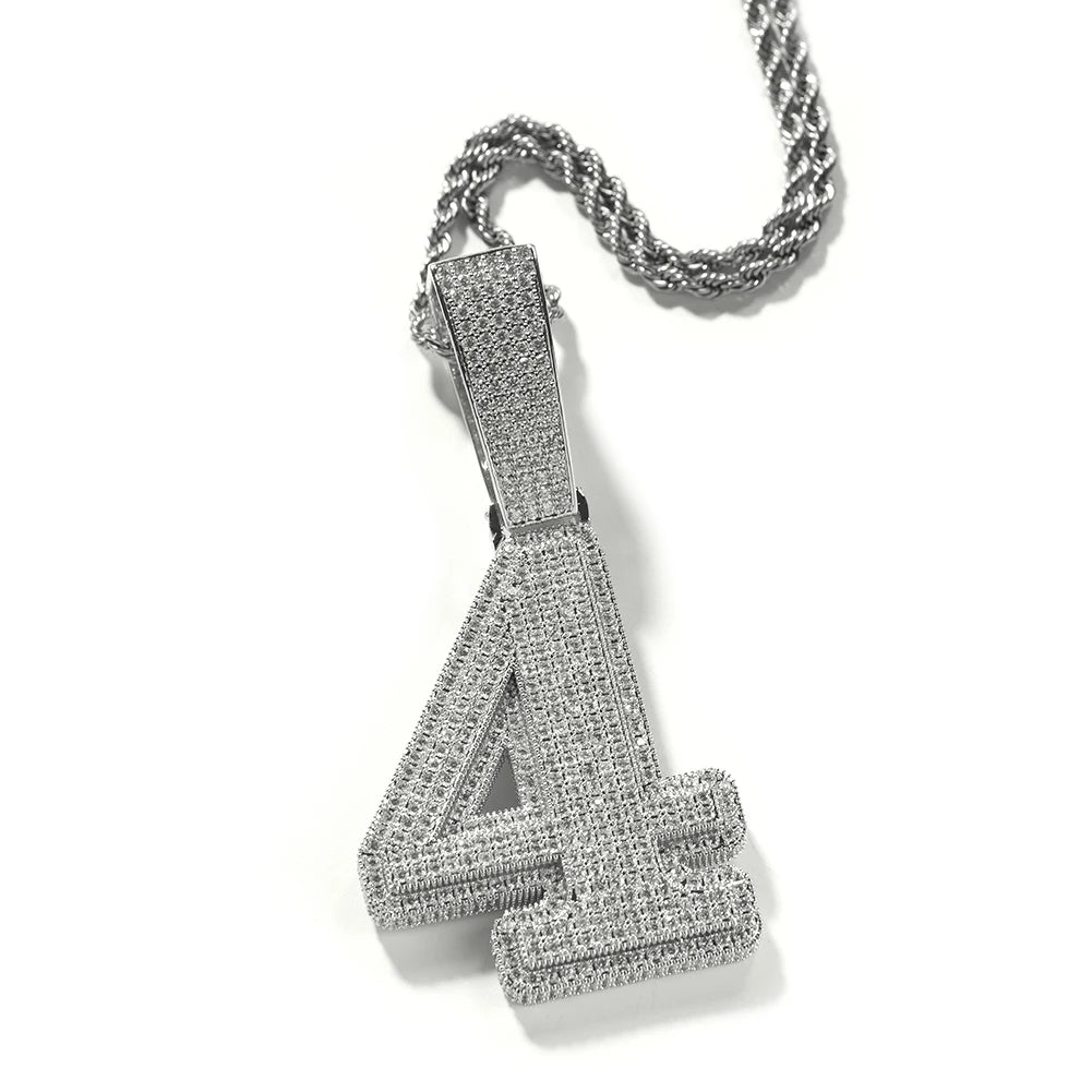 UWIN Hip Hip CZ Lucky Number Pendant Single Big Numbers Pendant Necklace 0 to 9 Special Rapper Jewelry