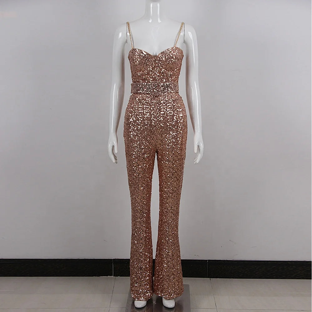OUDINA Wholesale Party Club Backless Low-neck Mesh Jacquard Trousers Tight Knit Jumpsuits Playsuits Bodysuits Jumpsuit Women