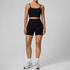 Women's High Waist Tummy Control Yoga Shorts Leggings Twist Backless Sports Bra 2 Piece Gym Fitness Set Workout Sportswear Suit