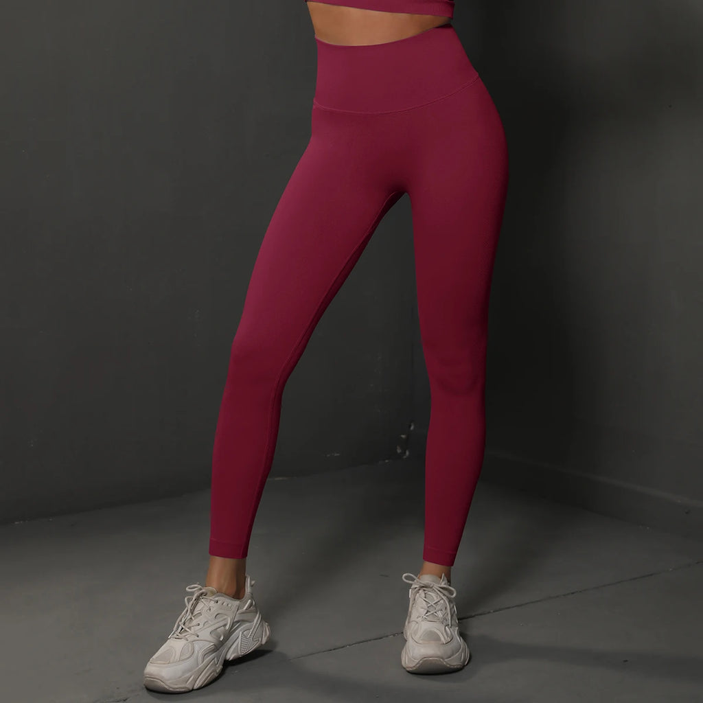 Women's Seamless Full Length High Waist Butt Lift Pants Elastic Closure Solid Four-Way Stretch Breathable Lightweight Quick Dry