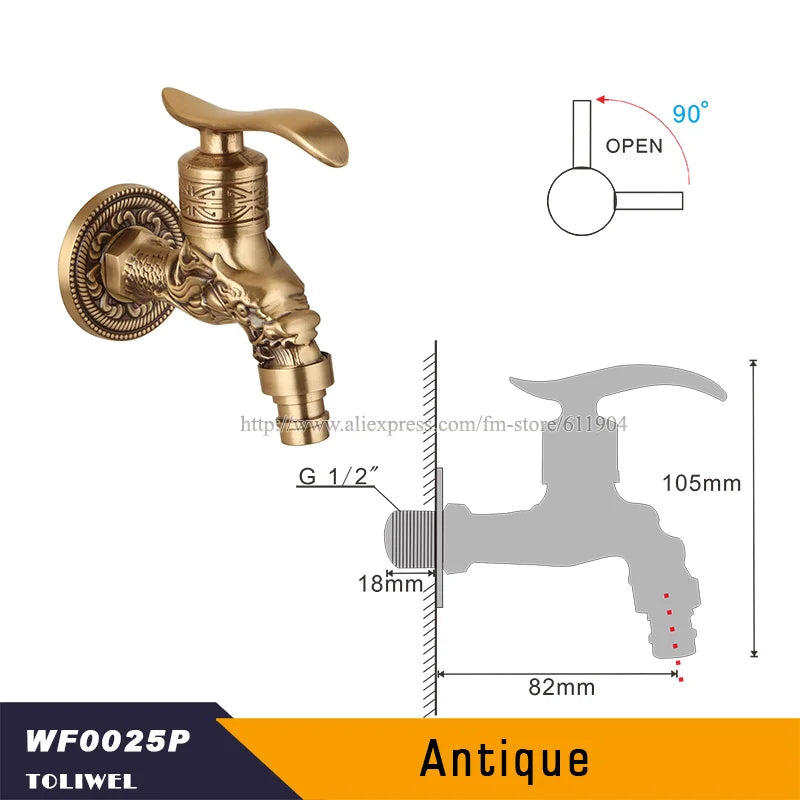 Antique Brass Bathroom Wall Mount Sink Basin Cold Water Faucet Tap G 1/2 Inch Outdoor Garden Hose Faucet Mop Sink tap TWL031