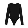 KAR&OT ZA 2024 Autumn New Women's Fashion Simple Versatile Elastic Slim Fit Long-sleeved Round Neck Jumpsuit 1026725