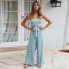 New Style Women's Summer Casual Breathable Loose Solid Color Sleeveless Jumpsuit Strapless Wide Leg Long Pants Party Set