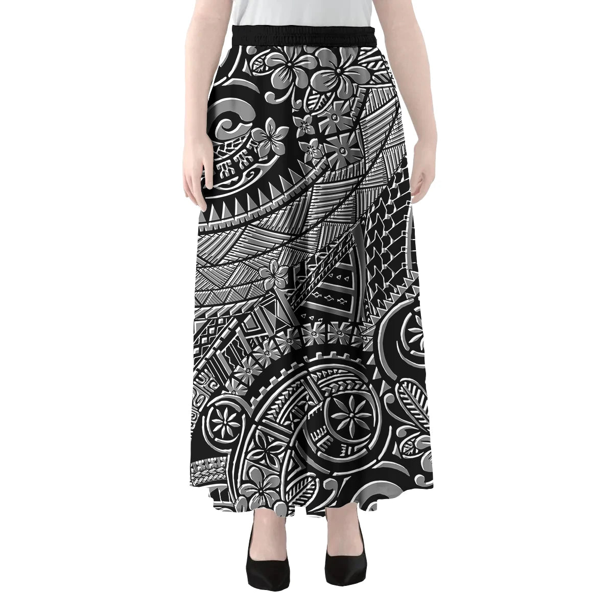 Polynesian Hawaii Tribal Printed Women Skirts Vintage High Waisted Elegant A-Link Long Maxi Skirt Casual Holiday Beach Skirt