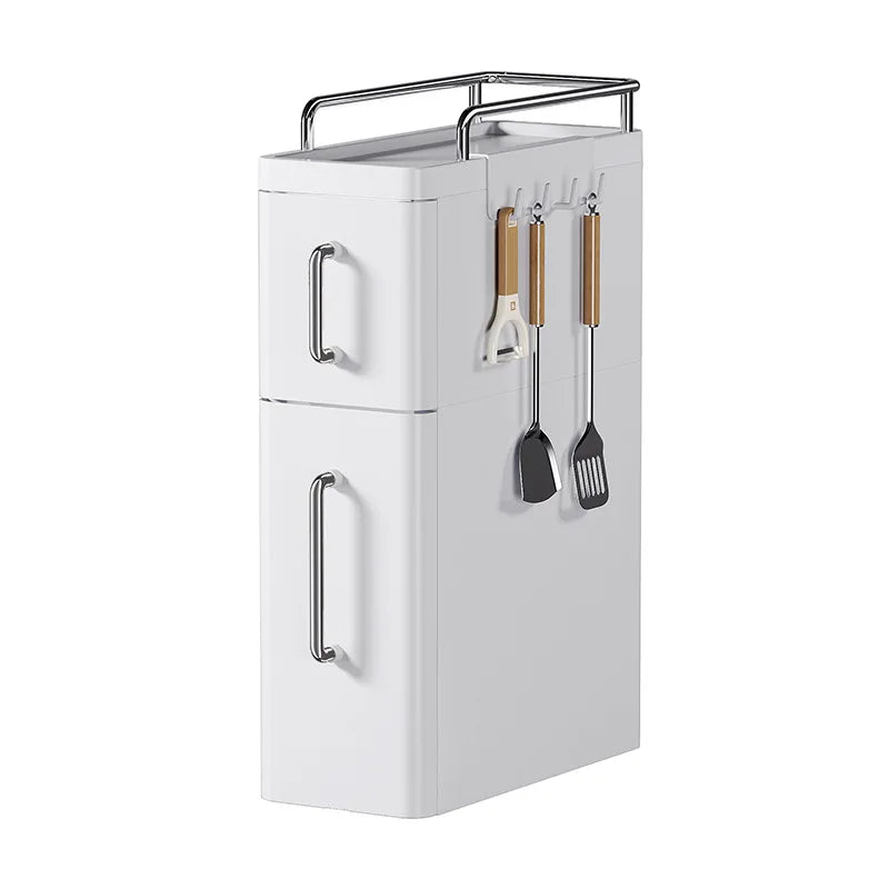 Multi-Functional Plastic Corrosion-Resistant Standing Mobile Non-Folding Household Kitchen Condiment Rack Pull Table Storage