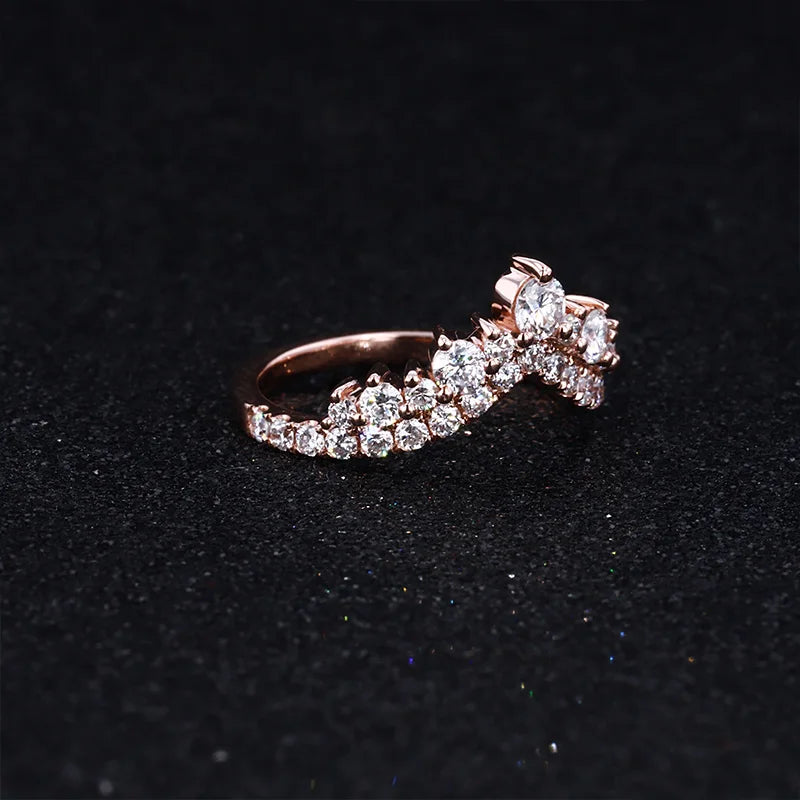 Hot Online Sale Wedding Jewelry Crown Band Ring Rose Gold Lab Created Diamond Stone CLASSIC Gemstone Rings 3mm Engagement Ring