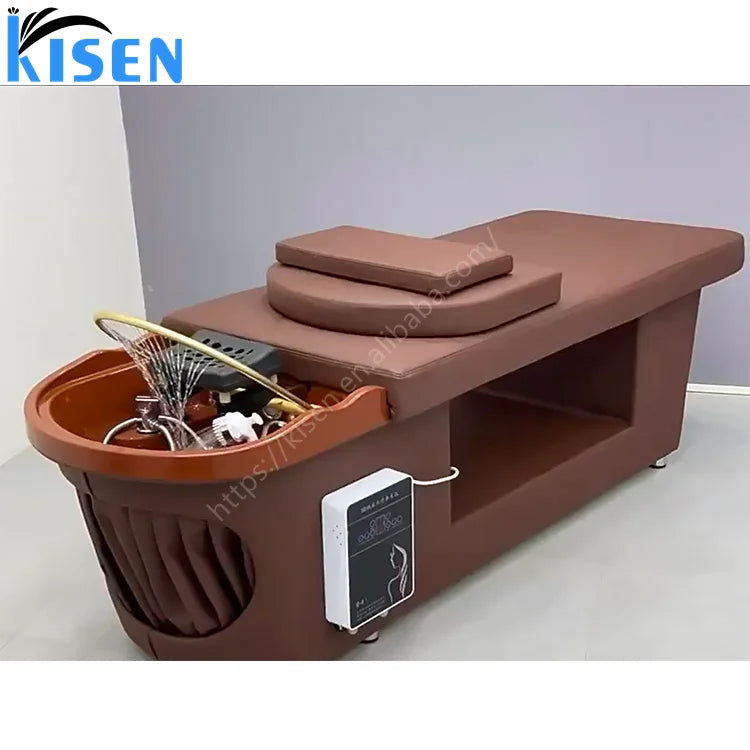 KISEN Salon Furniture Professional Head Spa Salon Station With Head Spa Equipment Massage Table Shampoo Basin Hair Wash Bed