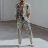 S-5XL Trendy and Fashionable Lapel Short Sleeved Shirt Loose Pants Casual Sports Set