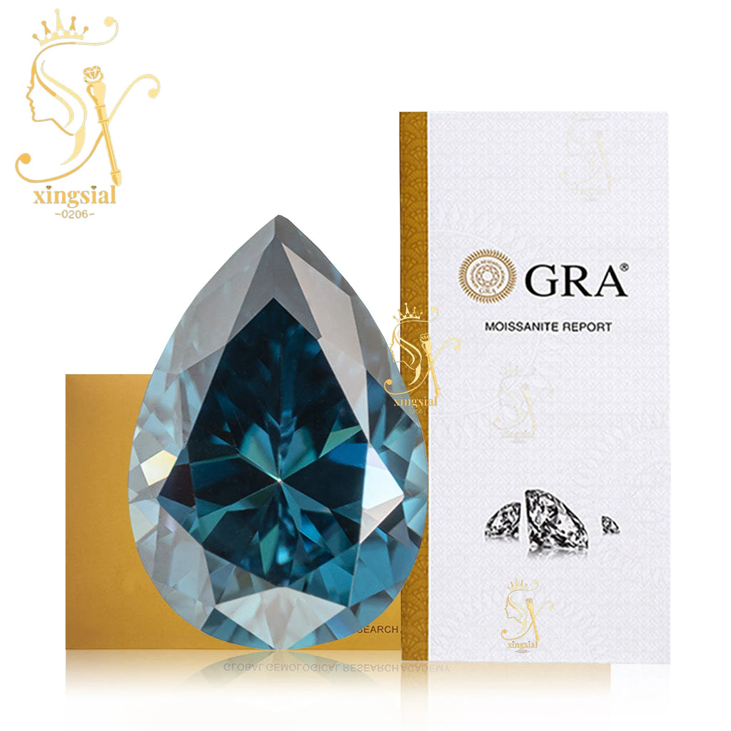 Xingsial 4x6mm 9x13mm Multiple Color VVS1 0.5ct 5ct GRA Certificated Pear Cut Synthetic Diamond Gemstone Loose Moissanite Stone