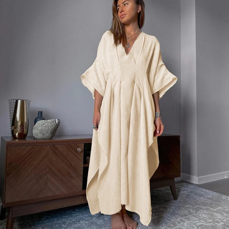 New Frock Design Ladies Smocked Clothing Pyjamas Lounge Night Sleep Abaya Dubai 2024 Modest Dress Ruffle Cotton Long Dresses