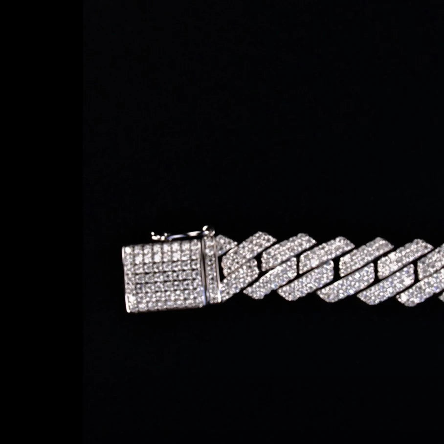 OEM 925 Sterling Silver Square Edge Cuban Bracelet Full Micro Pave Moissanite Box Clasp Pass Tester Hip Hop Jewelry