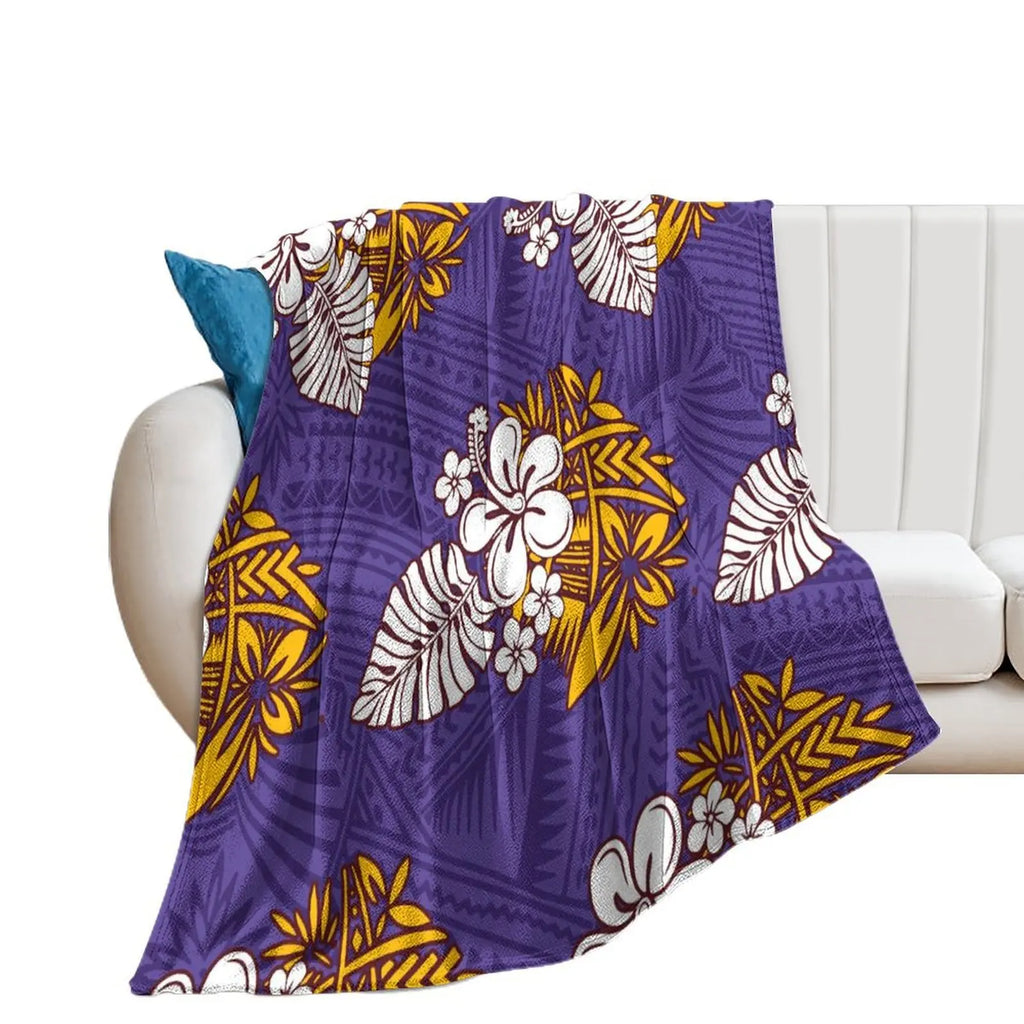 1MOQ Custom Print Sublimation Blankets Fiji Samoa Polynesian Tribal Winter Fleece Blanket Micro Plush Family Blanket for Kids