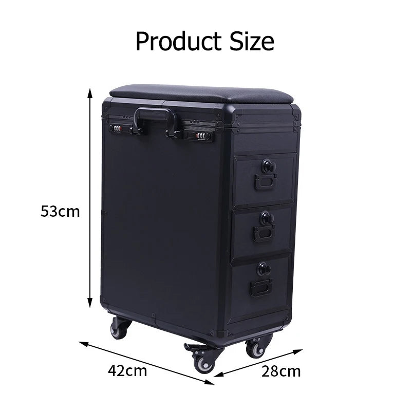 Professional Acrylic Contemporary Rolling Makeup Tattoo Trolley Case with Wheels Armrest Stand Storage Organizer for Home Office