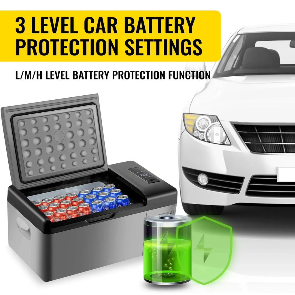 EU Ready Stock Portable Car Freezer, 15L Portable Refrigerator Freezer, Dual Storage Zone Camping Freezer, -4℉~50℉ 12 Volt