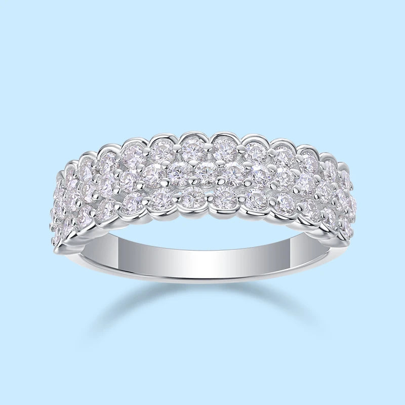Fashion Fine Jewelry Platinum Plated Bezel Setting Moissanite Engagement Wedding Anniversary Eternity Rings S925 Sterling Silver