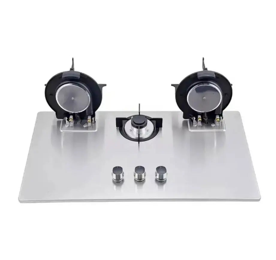 3-Burner Built-In Portable Gas Stove With 3+3+1.75kW Power, Tempered Glass for Household Use