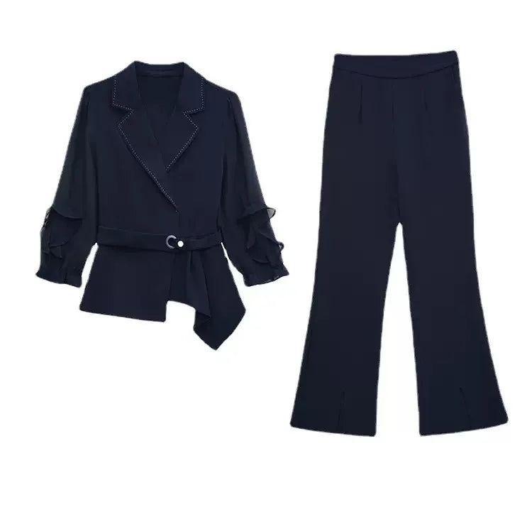 YiXin 2 Piece Set Women Spring 2023 Oversized Casual Fashion Elegant Top Blouse Wide Leg Pants Two Piece Set Women Clothing