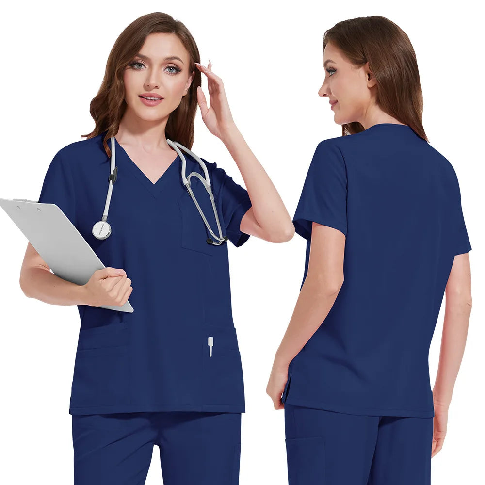 Salon Work Clothes Jersey Breathable Hospital Uniforms Nurse Beauty Dental Custom LOGO Uniform Medical Scrubs Sets for Men Women