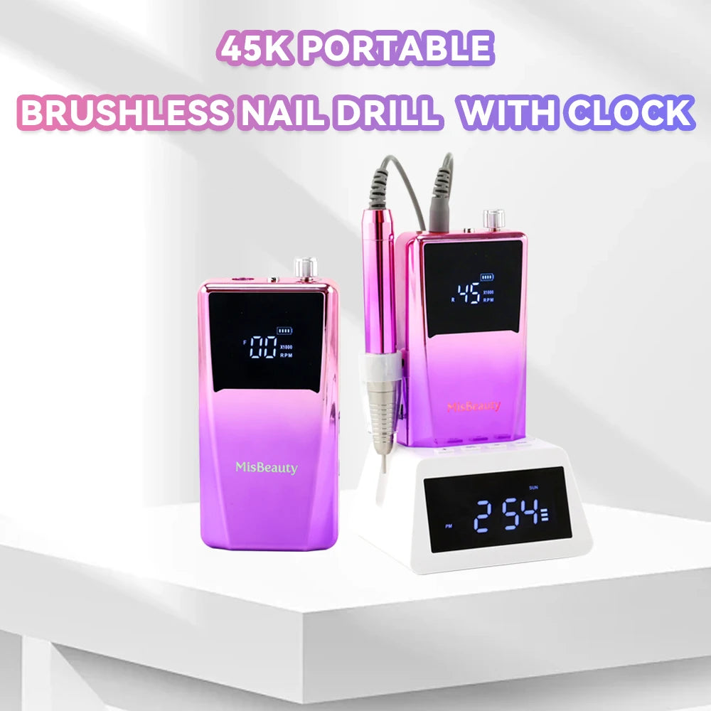 High Quality 45000 RPM Professional Pedicure Tool 85W Desktop Electric Nail Drill Machine Brushless Motor Portable E File