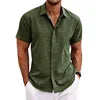 Men's Casual Button Down Shirt Short Sleeve Anti-Pilling Yarn Dyed for Beach Summer Wedding Knitted Weaving Method