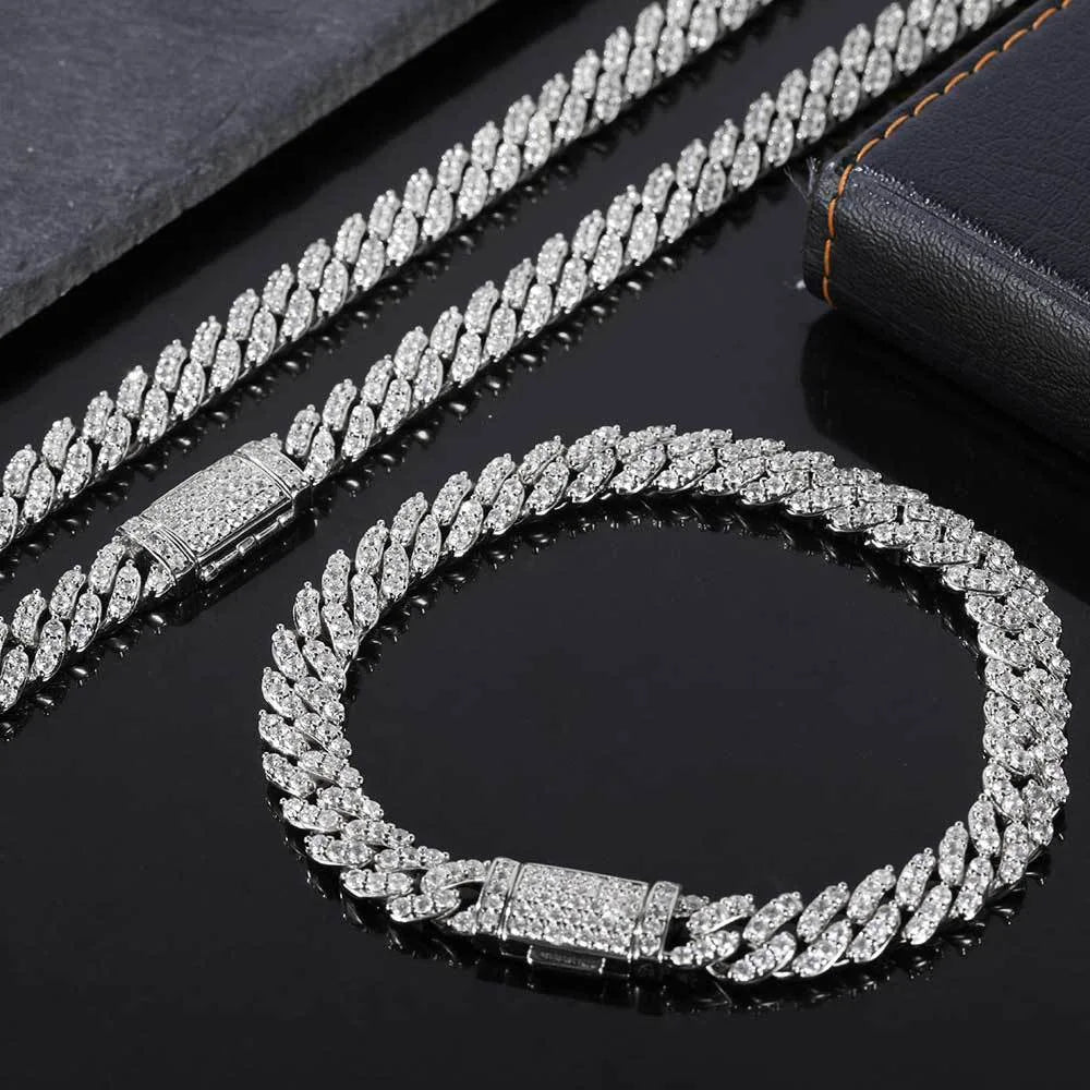 Hip Hop Fashion 8MM Full Zircon Diamond Cuban Link Chain Bracelet