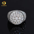 USA Local Stock RTS Hot Sale Custom Hip Hop Moissanite Rapper Jewelry VVS Moissanite Iced Out 925 Silver Rings Diamond Men Ring