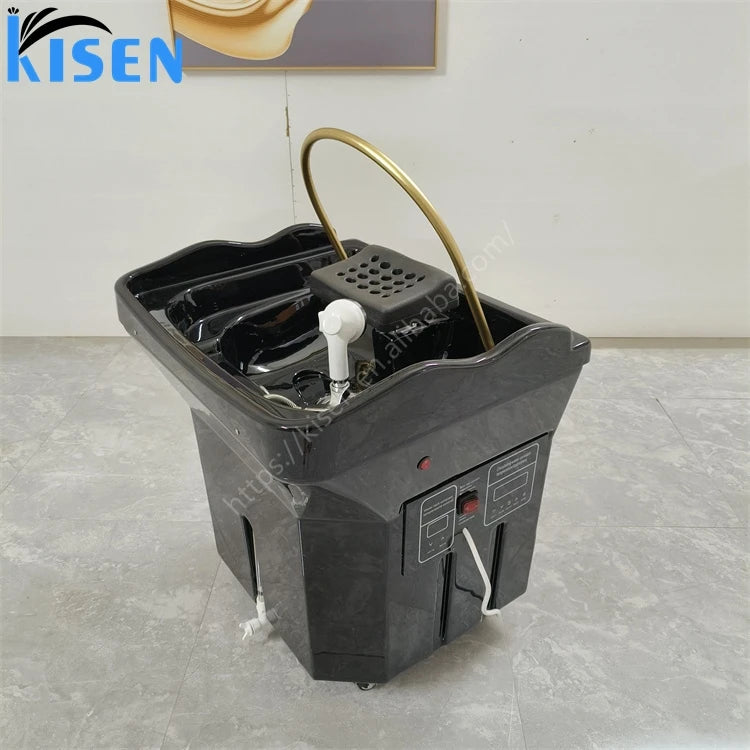 Kisen Salon Furniture Hair Washing Portable Shampoo Sink With Water Tanks SPA Head Water Therapy for Thai Massage Beauty Bed