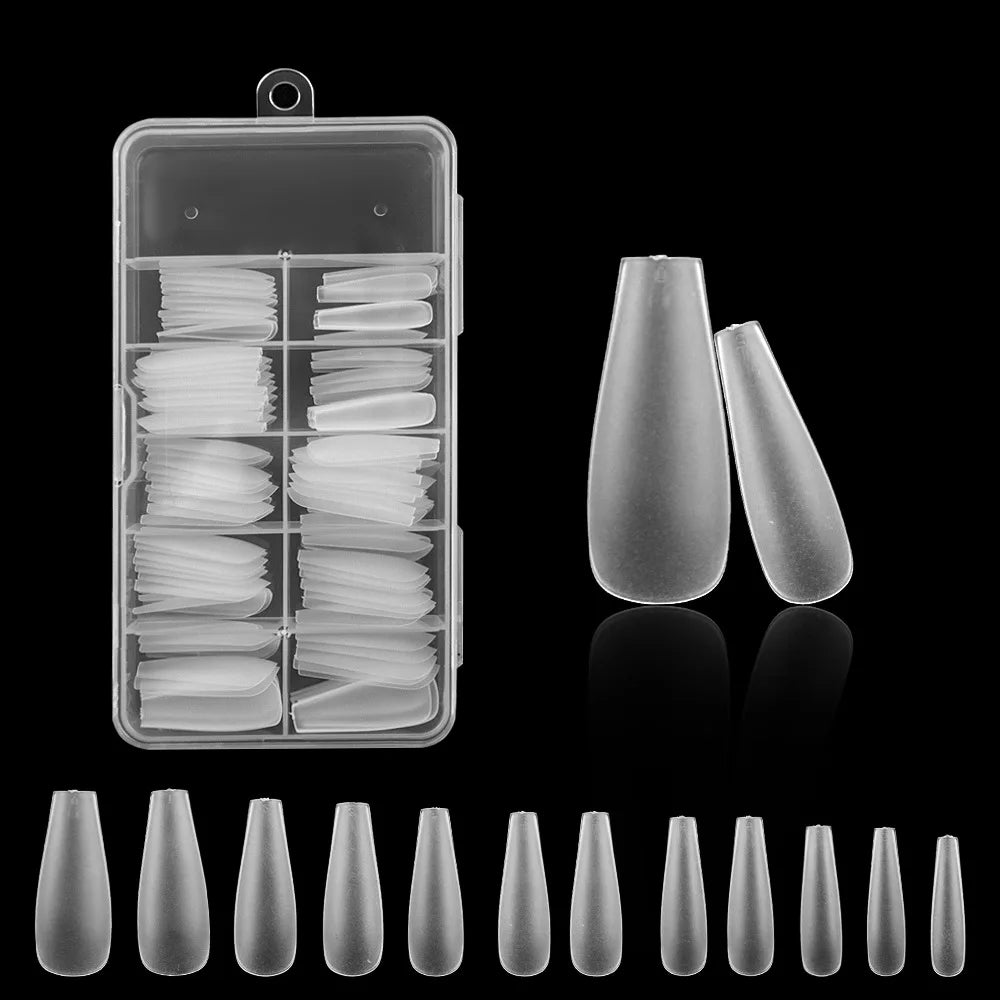 120PCS Acrylic Short False Tips Nail Transparent Frosted Square Oval Almond Ballet Wearable Matte High Toughness Manicure Tip