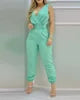 XY1012 2022 New Arrivals V-neck High Waist Backless Printed Jumpsuit Women Summer Jumpsuits With Belt