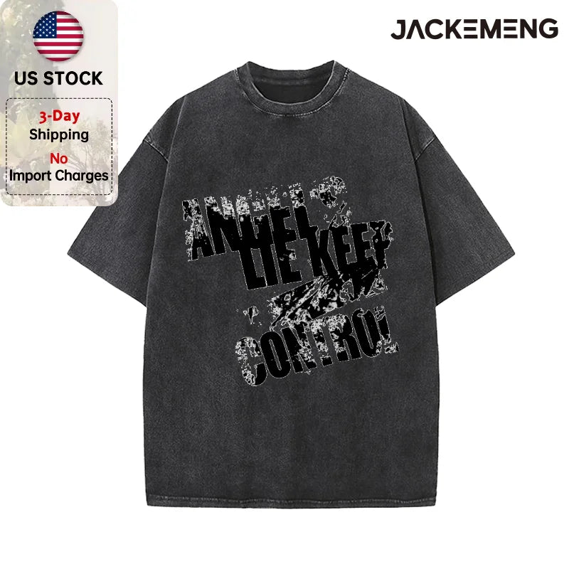 Oversized Washed Retro Gothic Graffiti Streetwear Print T Shirt USA Stock Wholesale Y2K Casual Tee