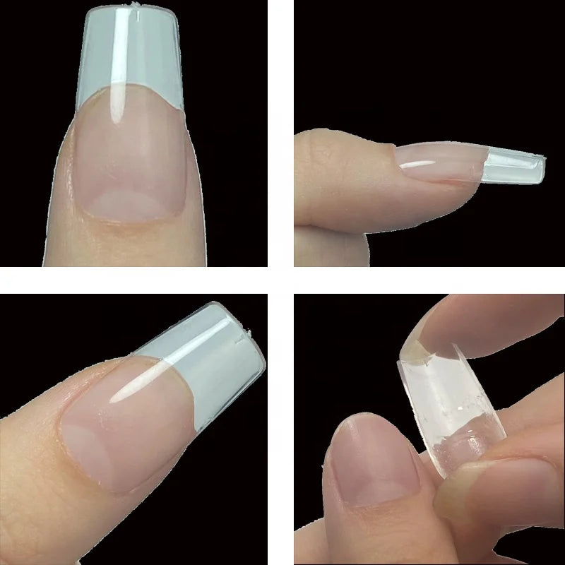 Soft Gel Nail Tip Set Custom Box and LOGO Nail Tip Set With Lamp Glue Clear Full Cover Soft Gel Nail Tip Kit