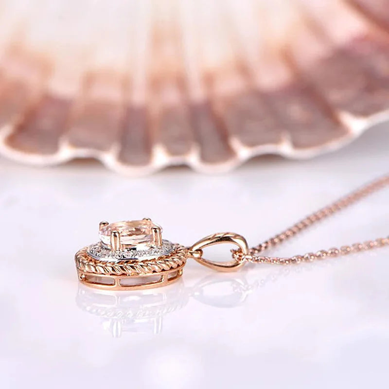 Elegant Flower Teardrop Pendant Necklace for Women Copper Link Chain Fashion Jewelry Gift for Birthday Party