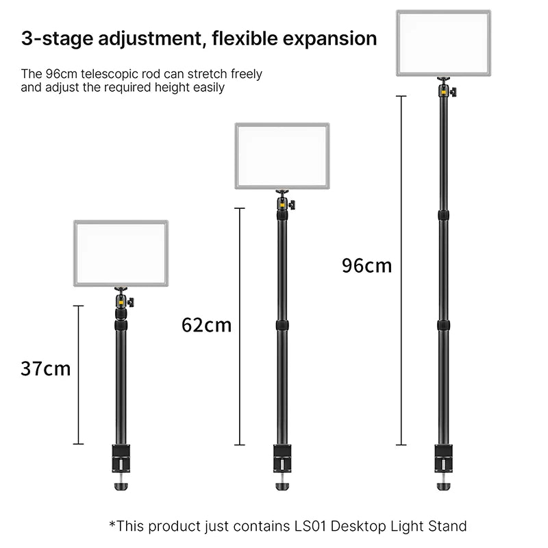 VIJIM LS01 Desk Light Mounting Stand 96cm Adjustable Tabletop Stand with Removable Ballhead 1/4 Screw for LED Ring Light