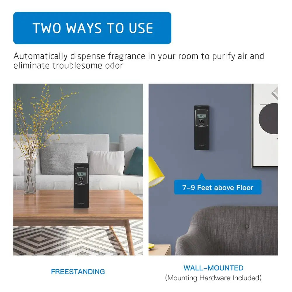 SVAVO Wall-mounted Automatic Perfume Dispenser LCD Screen Automatic Aerosol Dispenser for Toilet Bashroom Livingroom