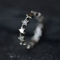 925 Sterling Silver Stars Zircon Open Rings for Women Fashion Prevent Allergy Jewelry