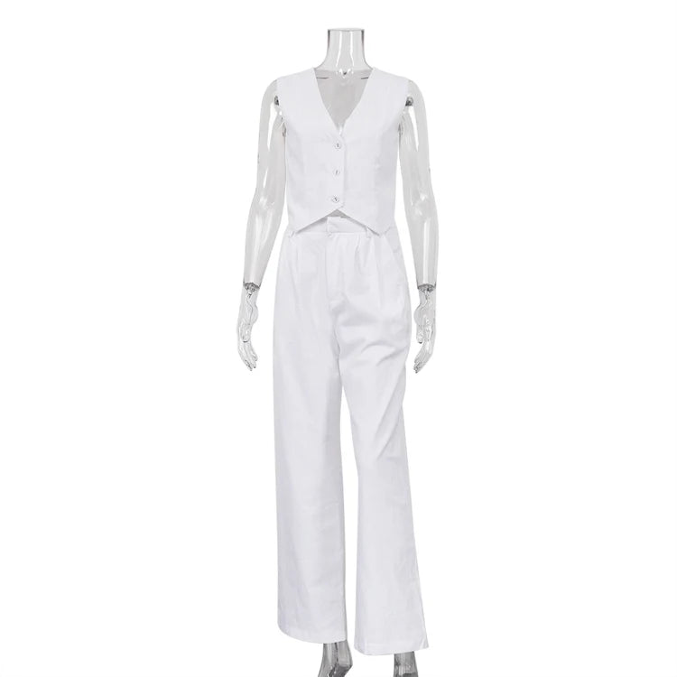 Wholesale Supplier OEM Manufacturer Hot Sale Vest And Pants Co Ord Cotton Women's Sets Summer Two Piece Set Women Clothing