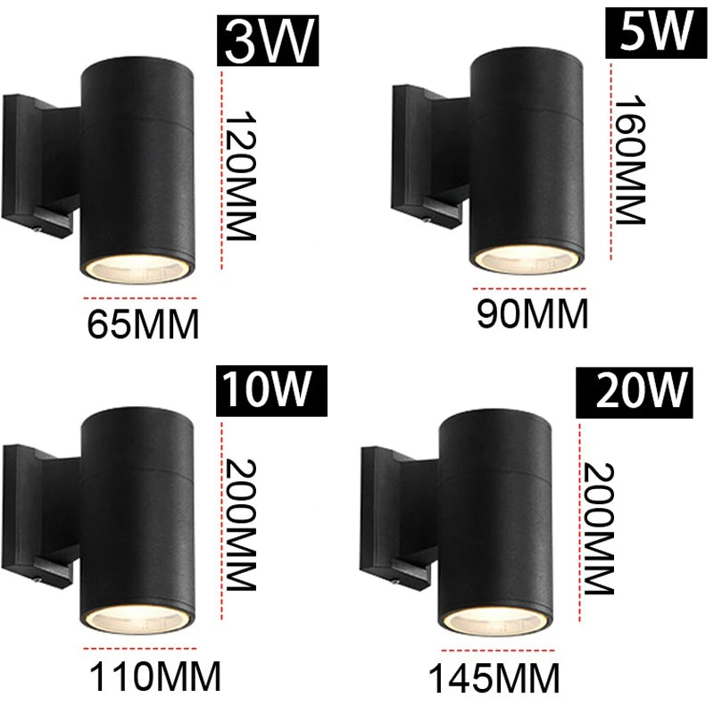 Outdoor LED Wall Lamp 10W 20W High Bright Waterproof Up Down Spotlights Garden Porch Decor Villa Wall Lighting Fixture AC85-265V