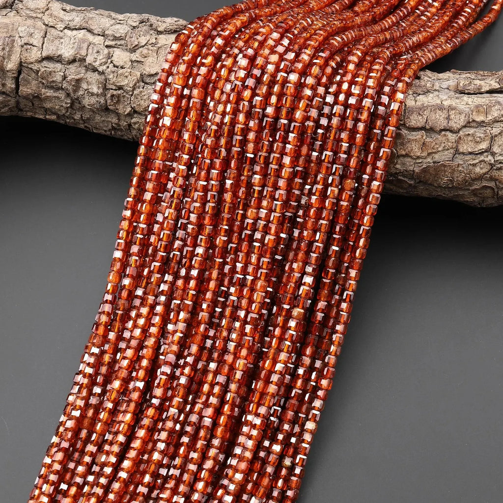 AAA Natural Orange Brown Hessonite Garnet Faceted 3mm Ball Beads 15.5" Strand Great Gems Unisex Casual Wedding Necklace
