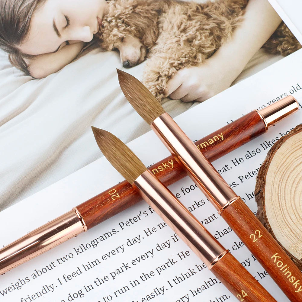 High Quality Nail Brush Custom LOGO Wood Handle 100% Pure Kolinsky Sable Acrylic Nails Art Brushes with Box